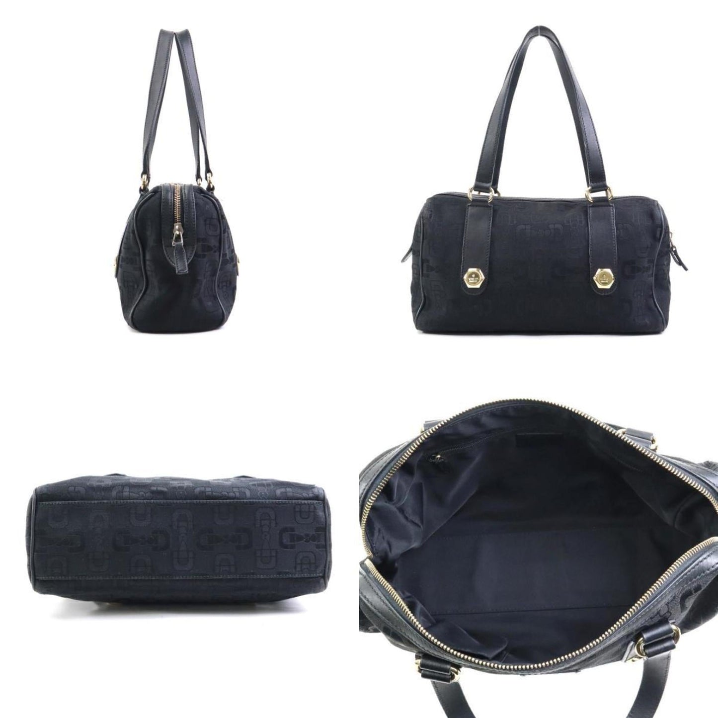 Gucci Black Canvas Leather Handbag