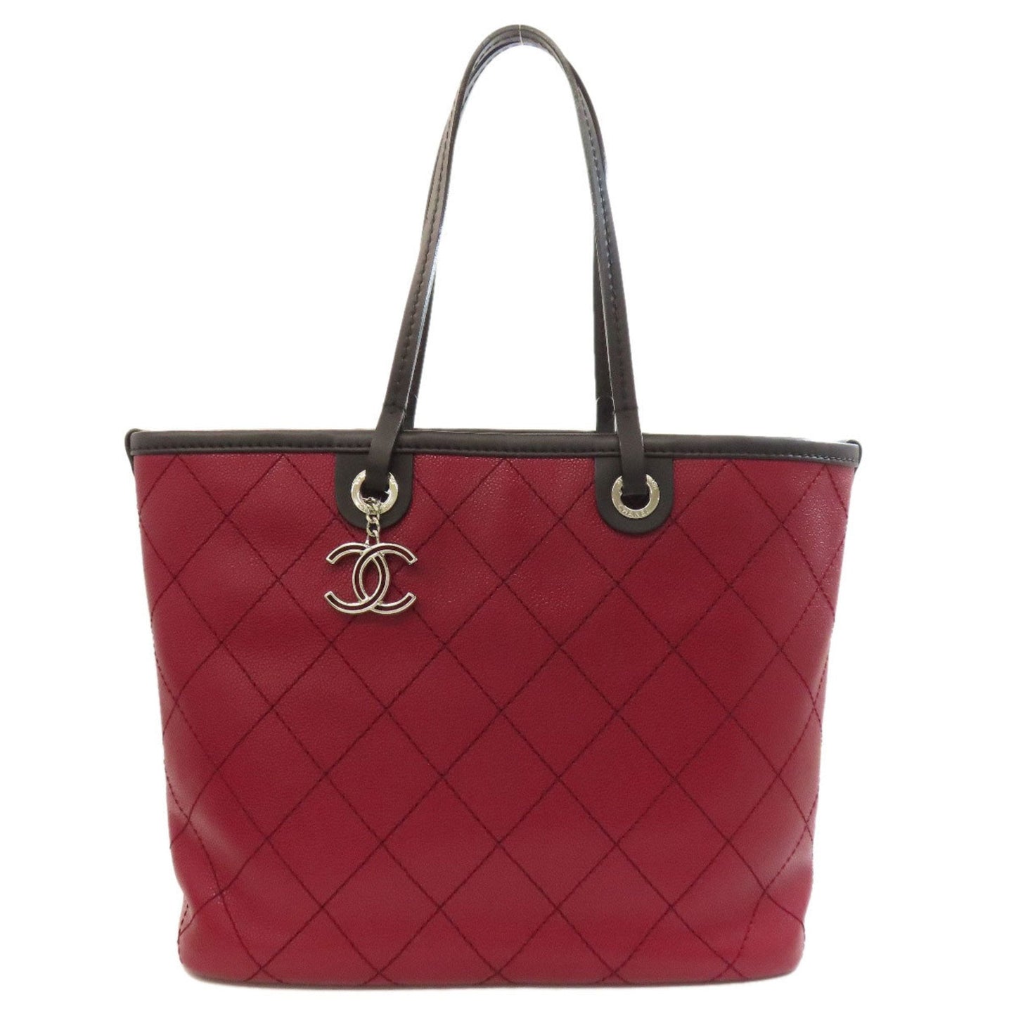 Chanel Black Red Color Leather Tote Bag