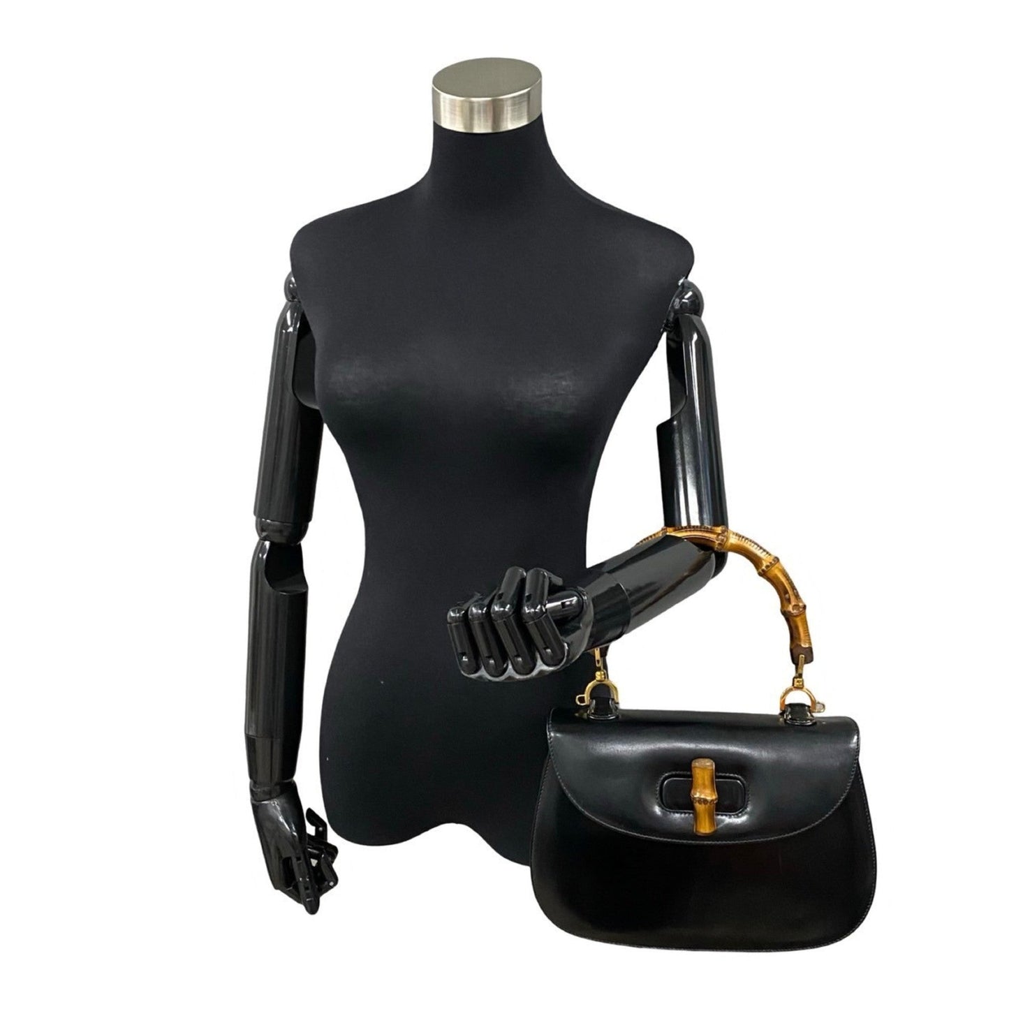 Gucci Black Leather Handbag Tote Bag