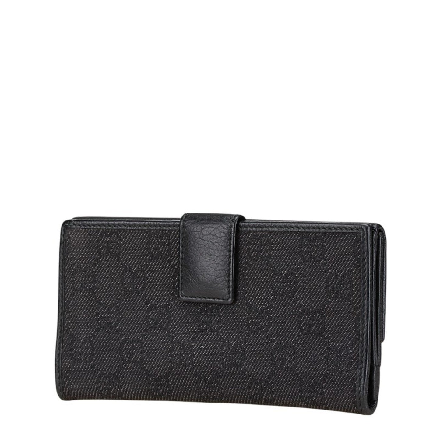Gucci Black Canvas Leather Long Wallet (Bi-Fold)