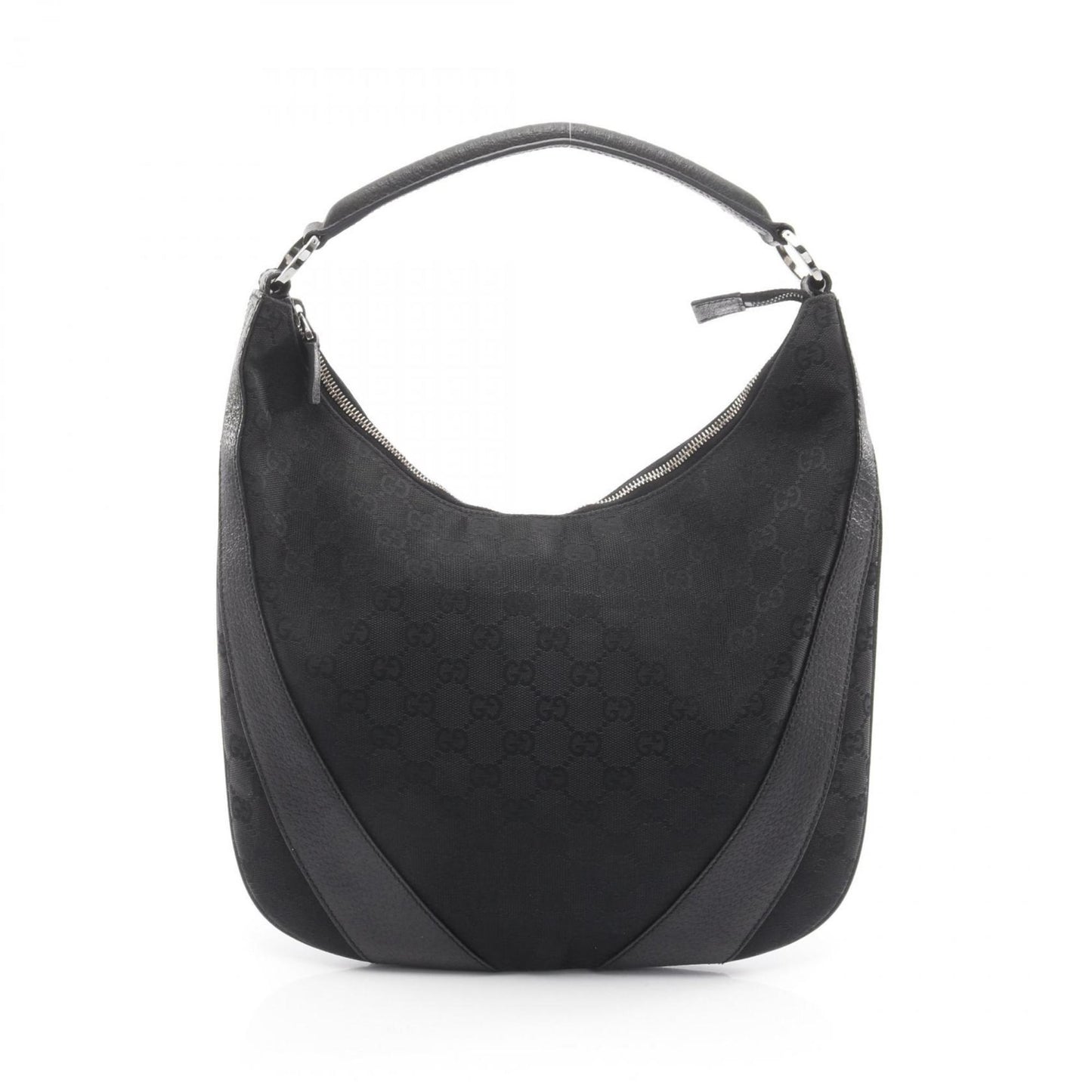 Gucci Black Gg Canvas Leather Shoulder Bag