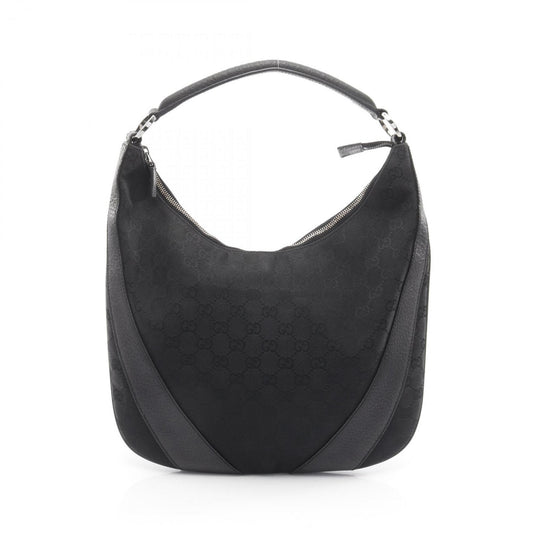 Gucci Black Gg Canvas Leather Shoulder Bag