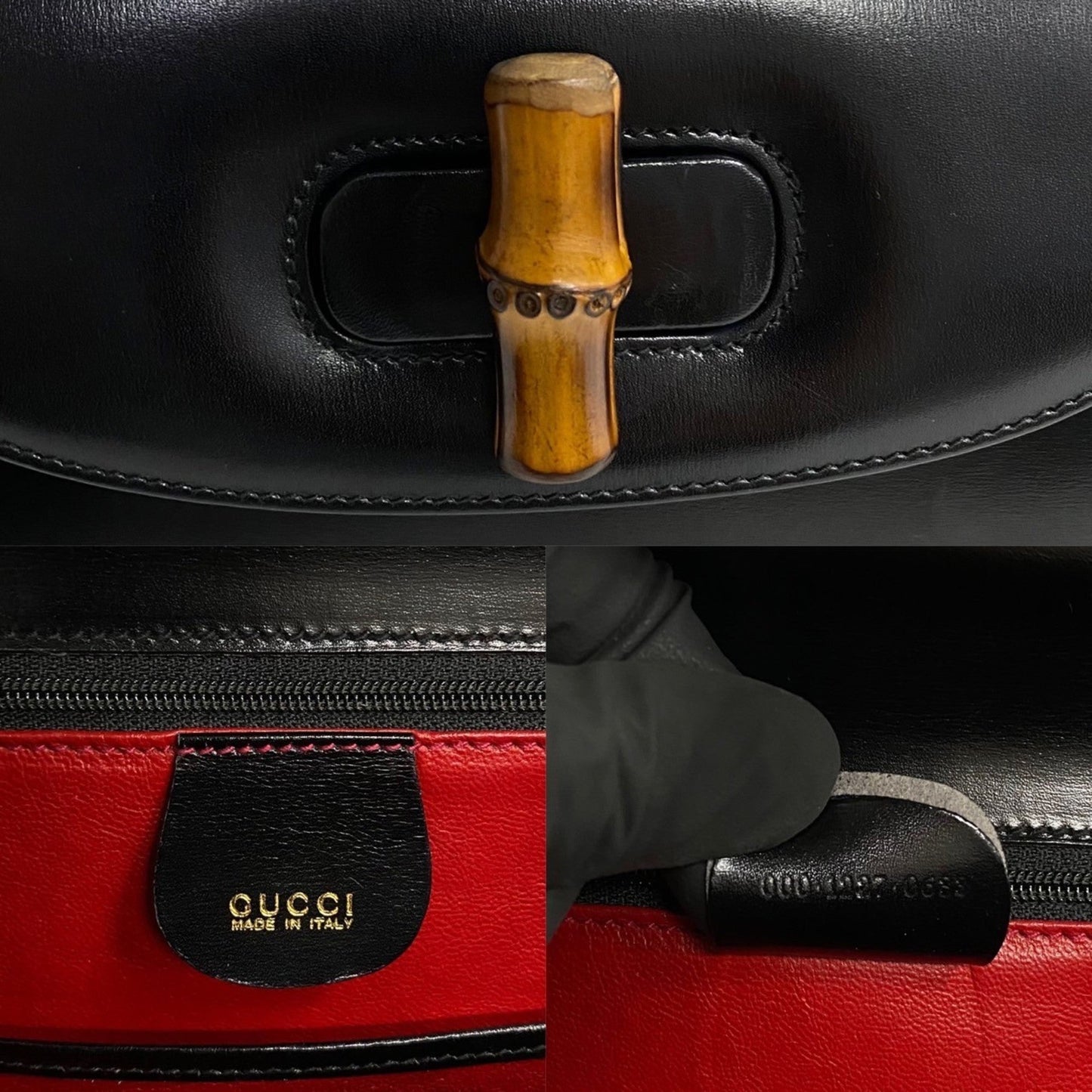 Gucci Black Leather Handbag Tote Bag