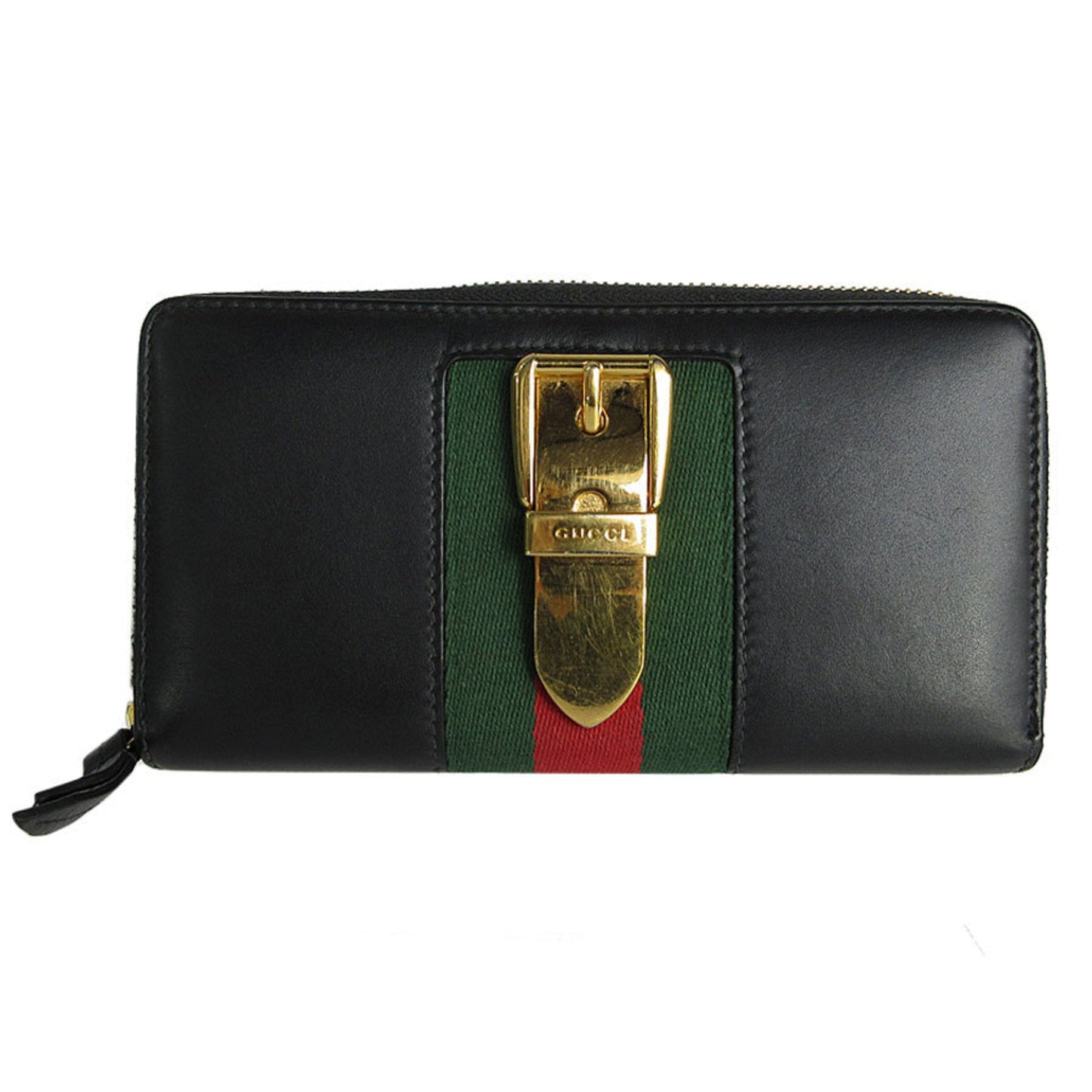 Gucci Black Gold Metal Leather Coin Purse/Coin Case