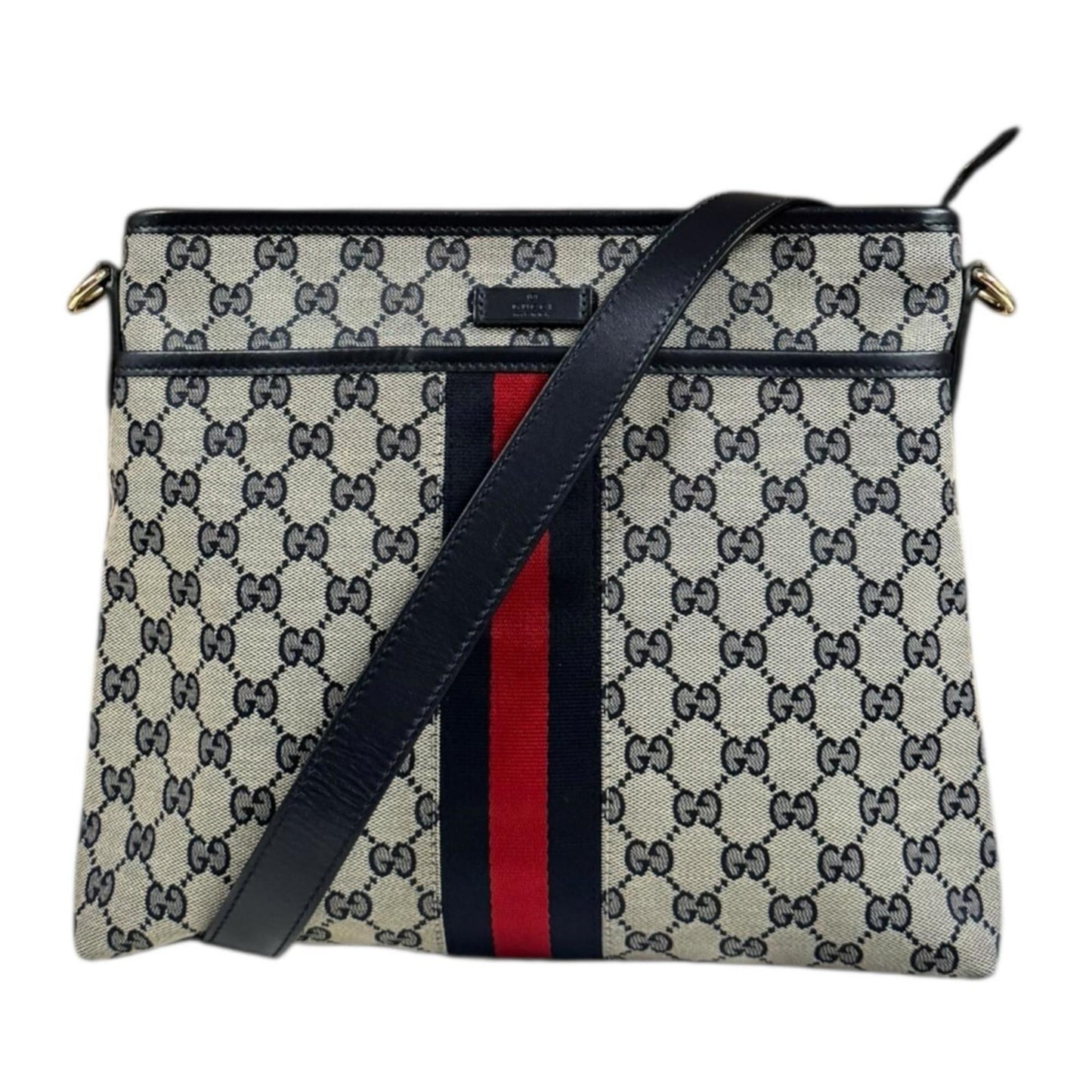 Gucci Gg Canvas Beige Navy Gg Canvas Shoulder Bag