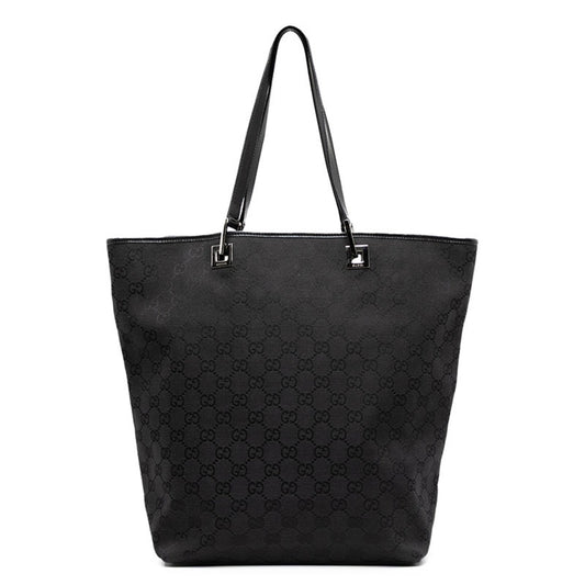 Gucci Gg Canvas Black Canvas Leather Shoulder Bag Tote Bag