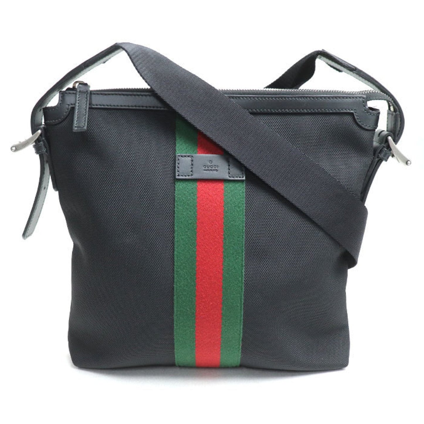 Gucci Black Canvas Leather Shoulder Bag