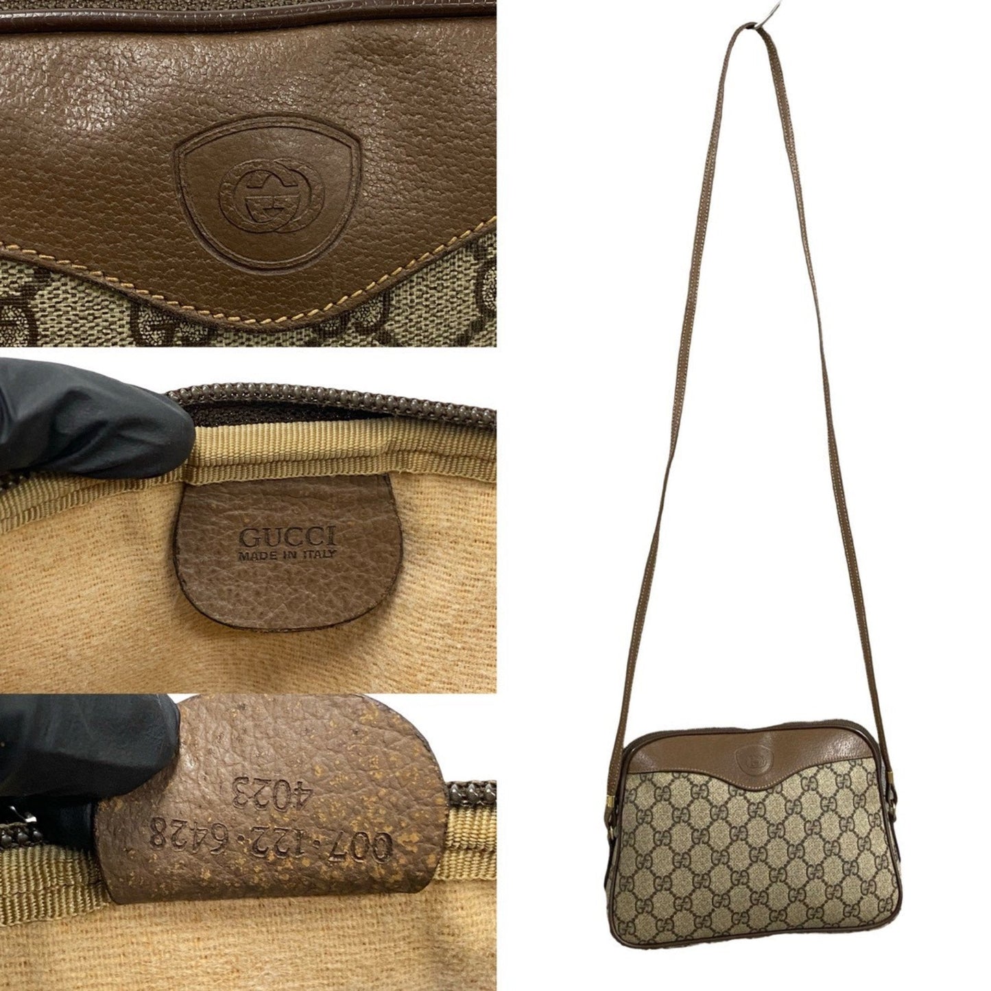 Gucci Brown Leather Pvc Pochette Shoulder Bag