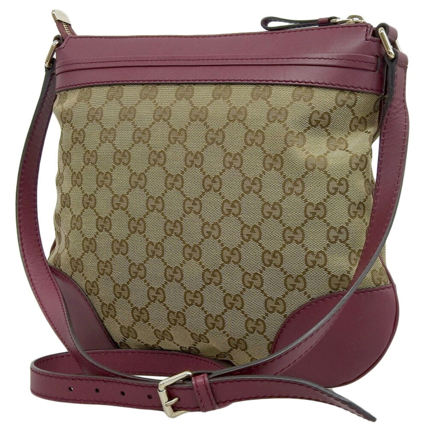 Gucci Beige Red Color Gg Canvas Leather Shoulder Bag