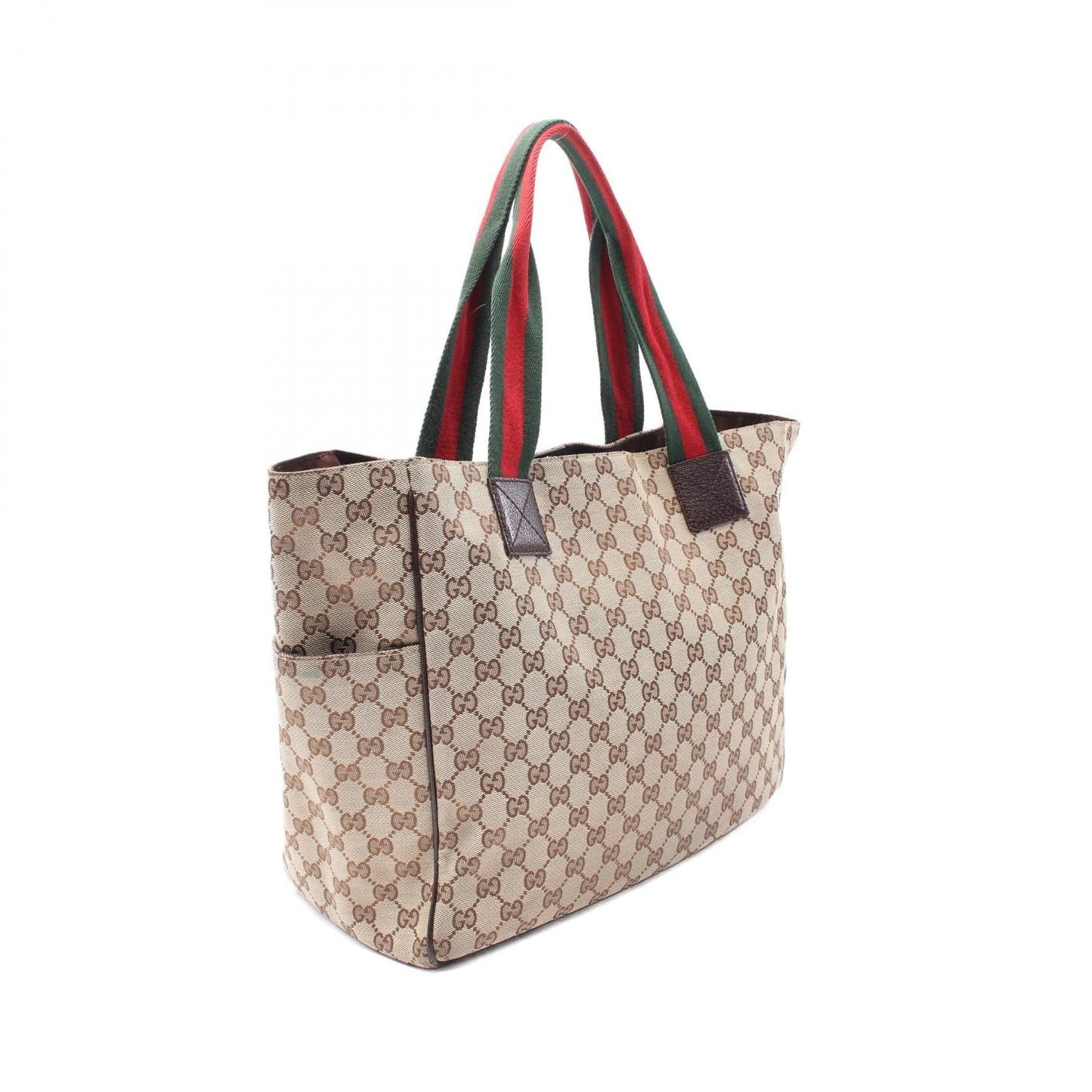 Gucci Beige Brown Canvas Leather Tote Bag