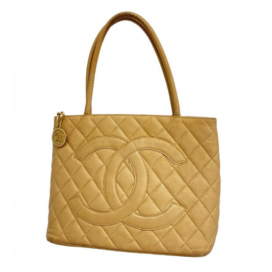 Chanel Beige Grained Calfskin Tote Bag