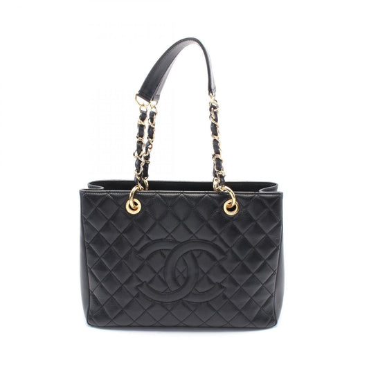 Chanel Matelasse Black Leather Tote Bag