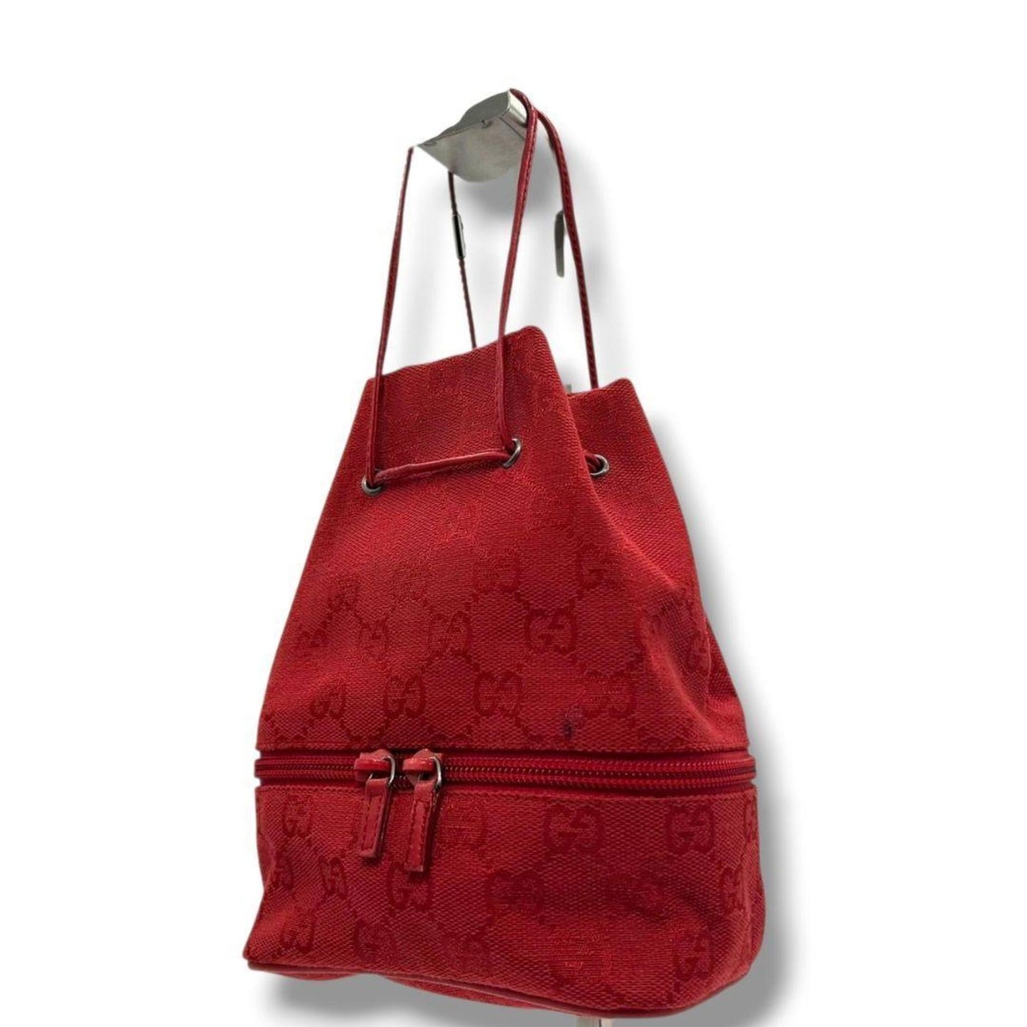 Gucci Red Color Canvas Leather Handbag Tote Bag
