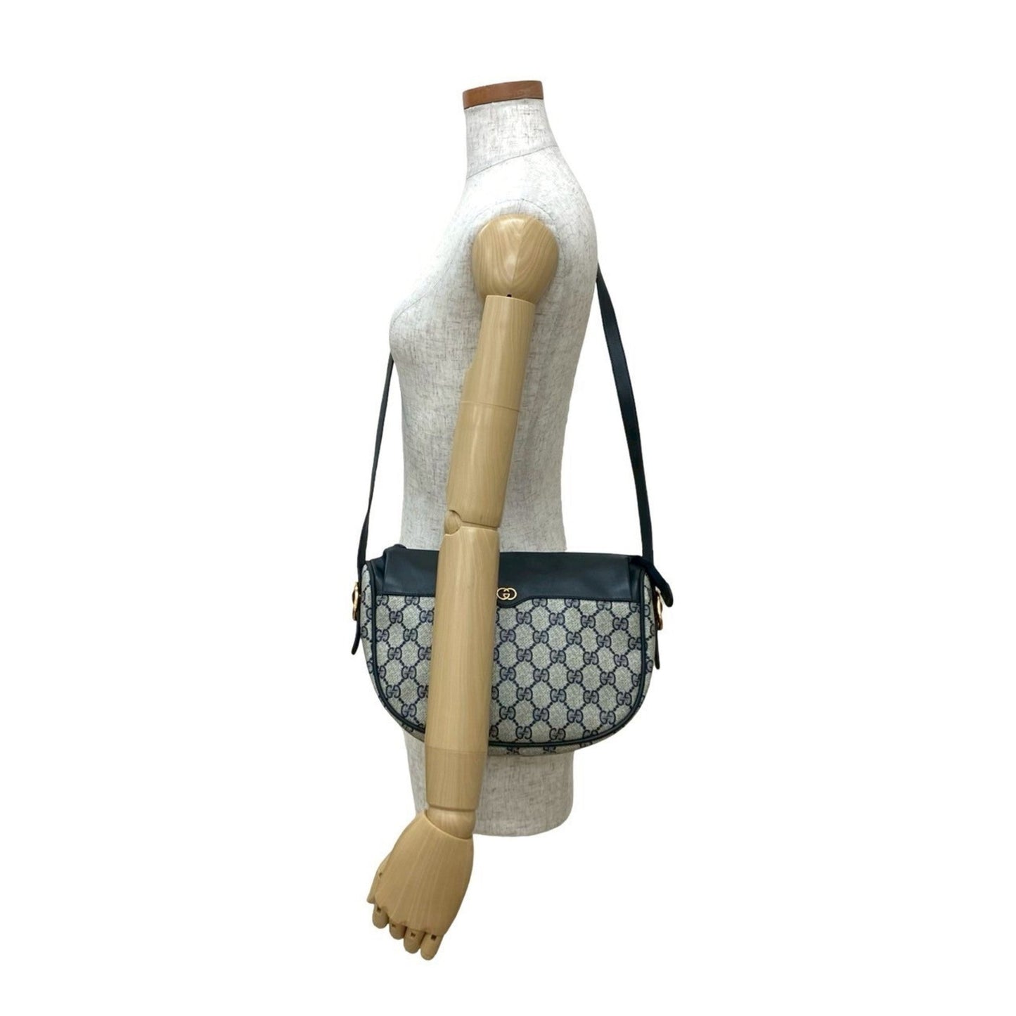 Gucci Navy Leather Pvc Pochette Shoulder Bag