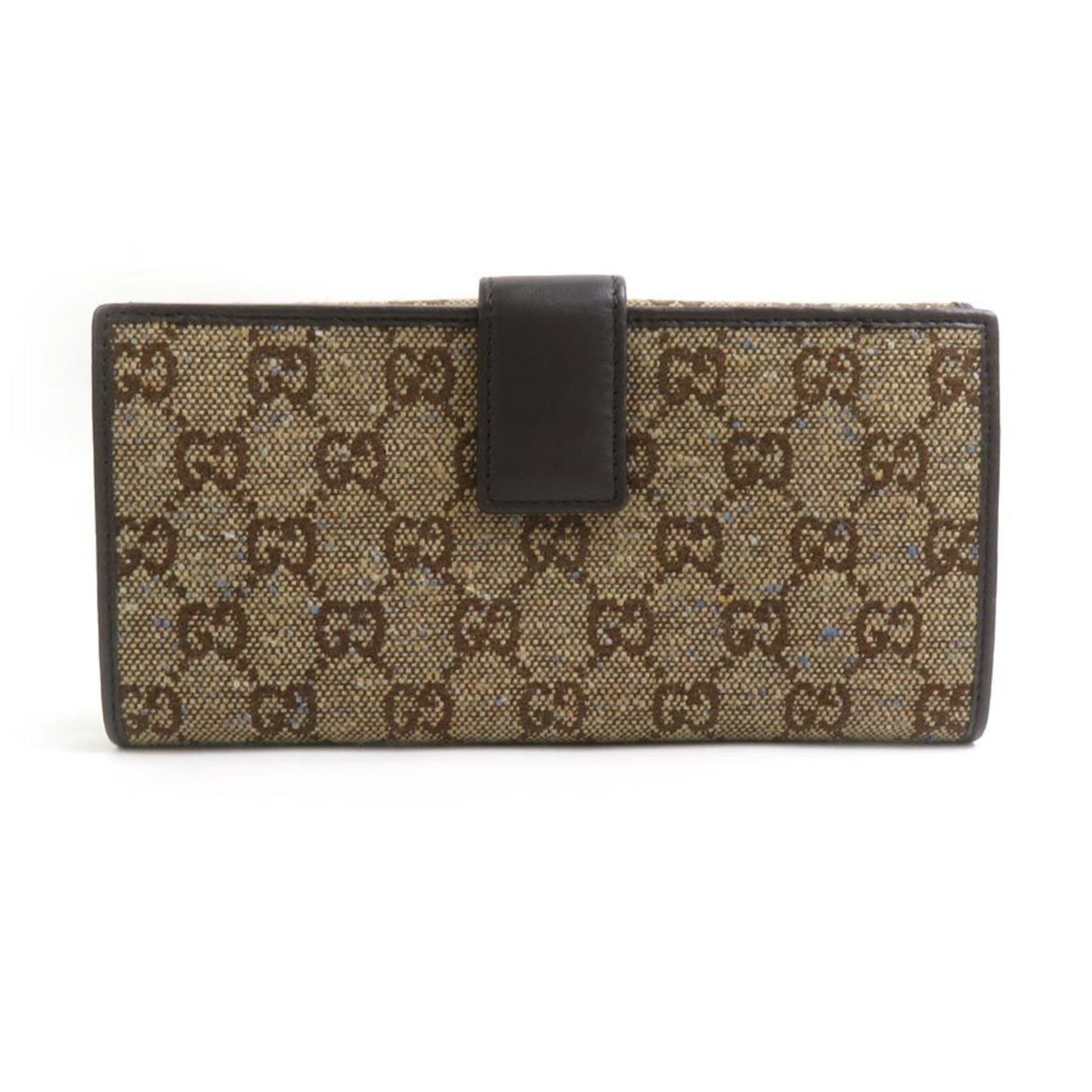 Gucci Beige Blue Brown Canvas Long Wallet (Bi-Fold)