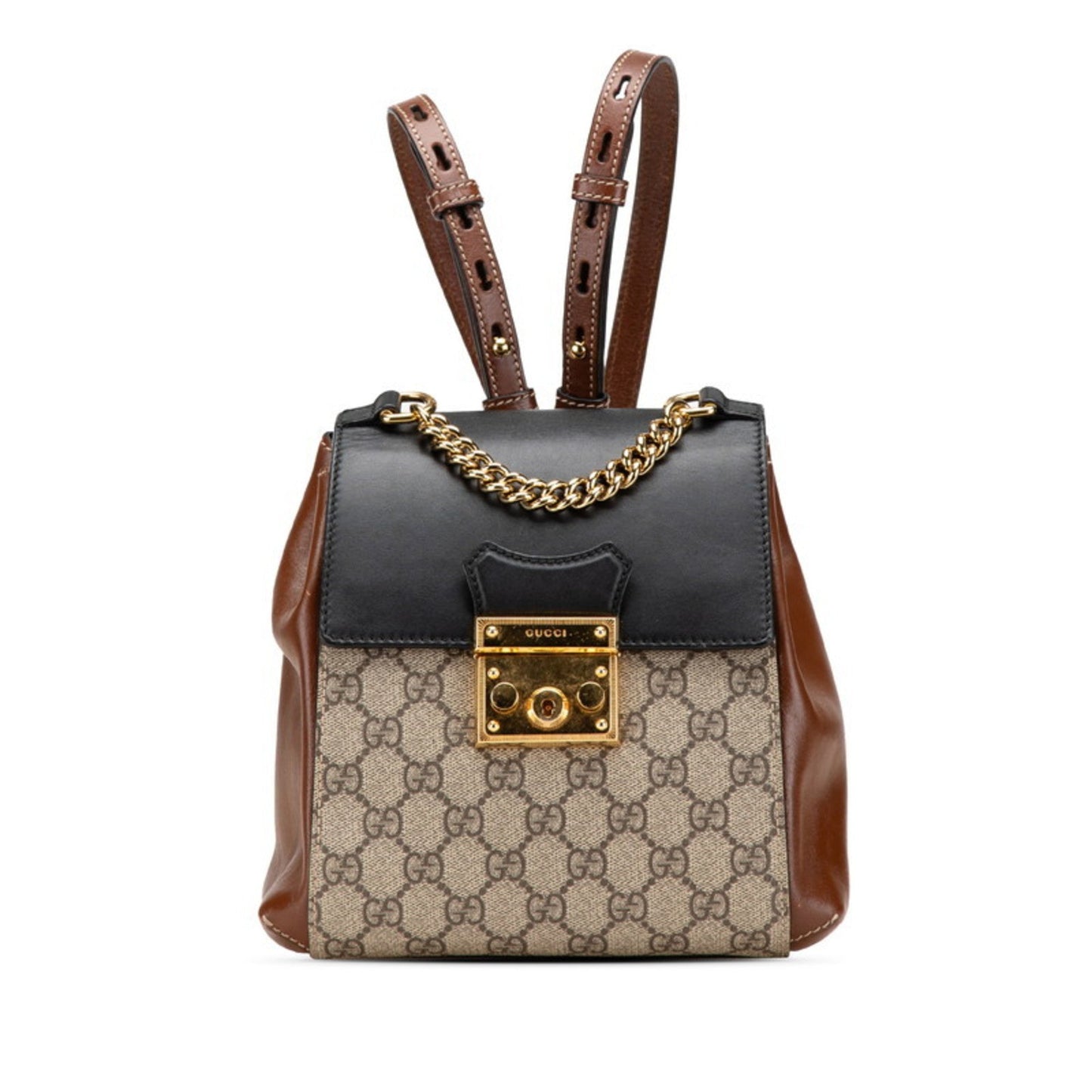 Gucci Beige Black Brown Pvc Leather Backpack