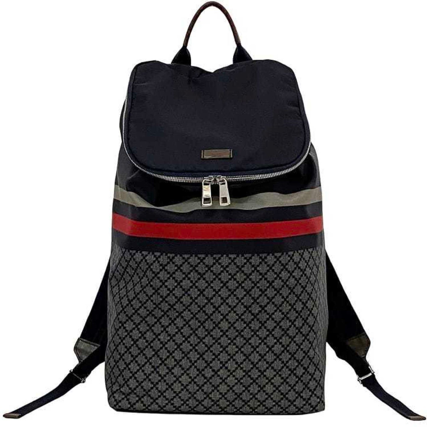 Gucci Diamante Gray Navy Nylon Leather Backpack