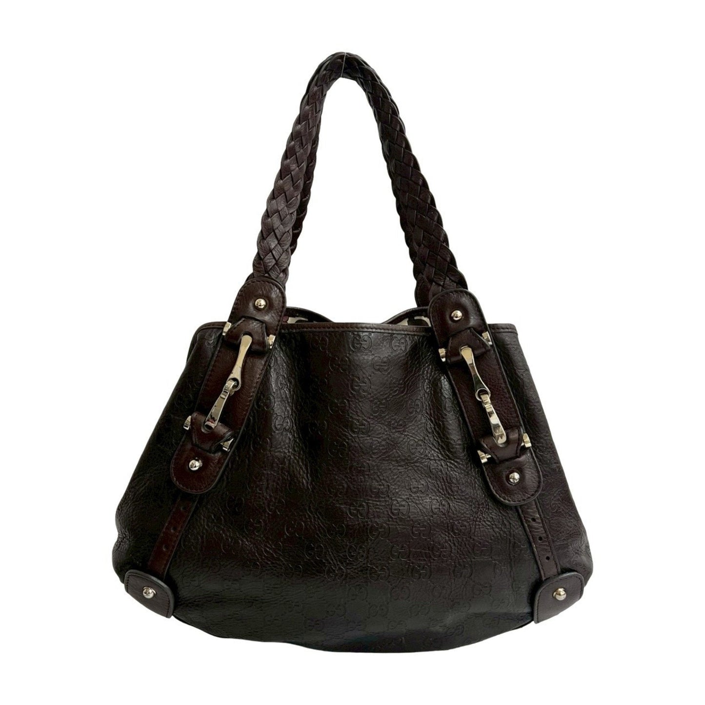 Gucci Brown Leather Handbag Shoulder Bag Tote Bag