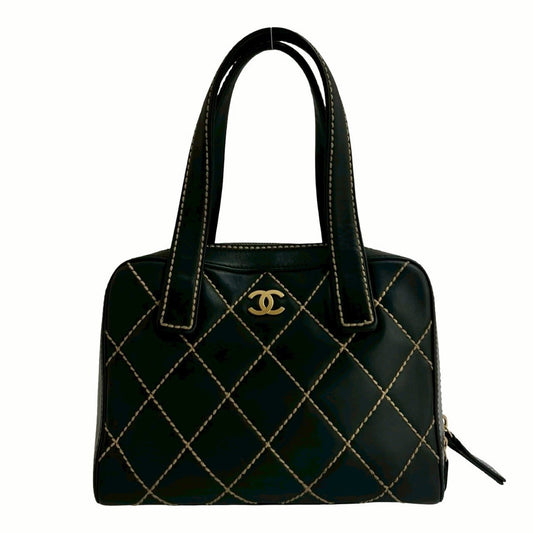 Chanel Black Leather Handbag Tote Bag