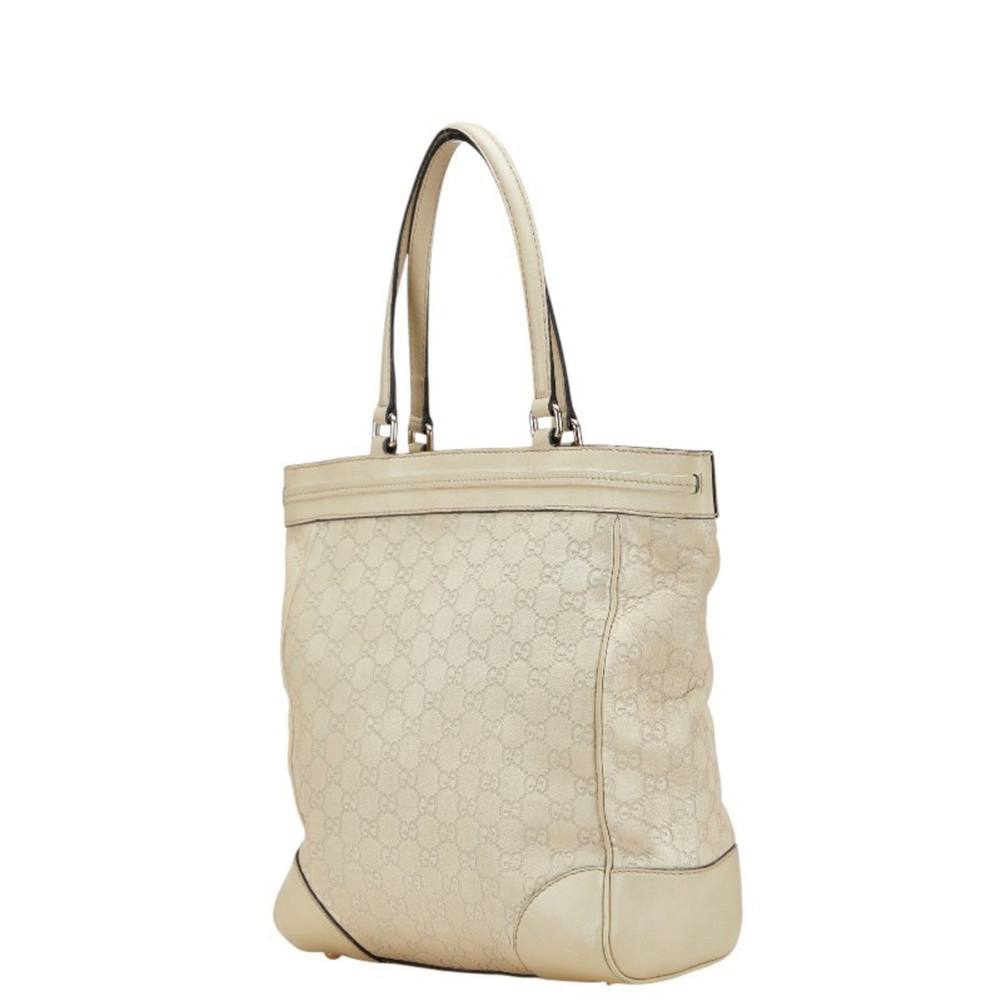Gucci Guccissima Ivory White Leather Handbag Tote Bag