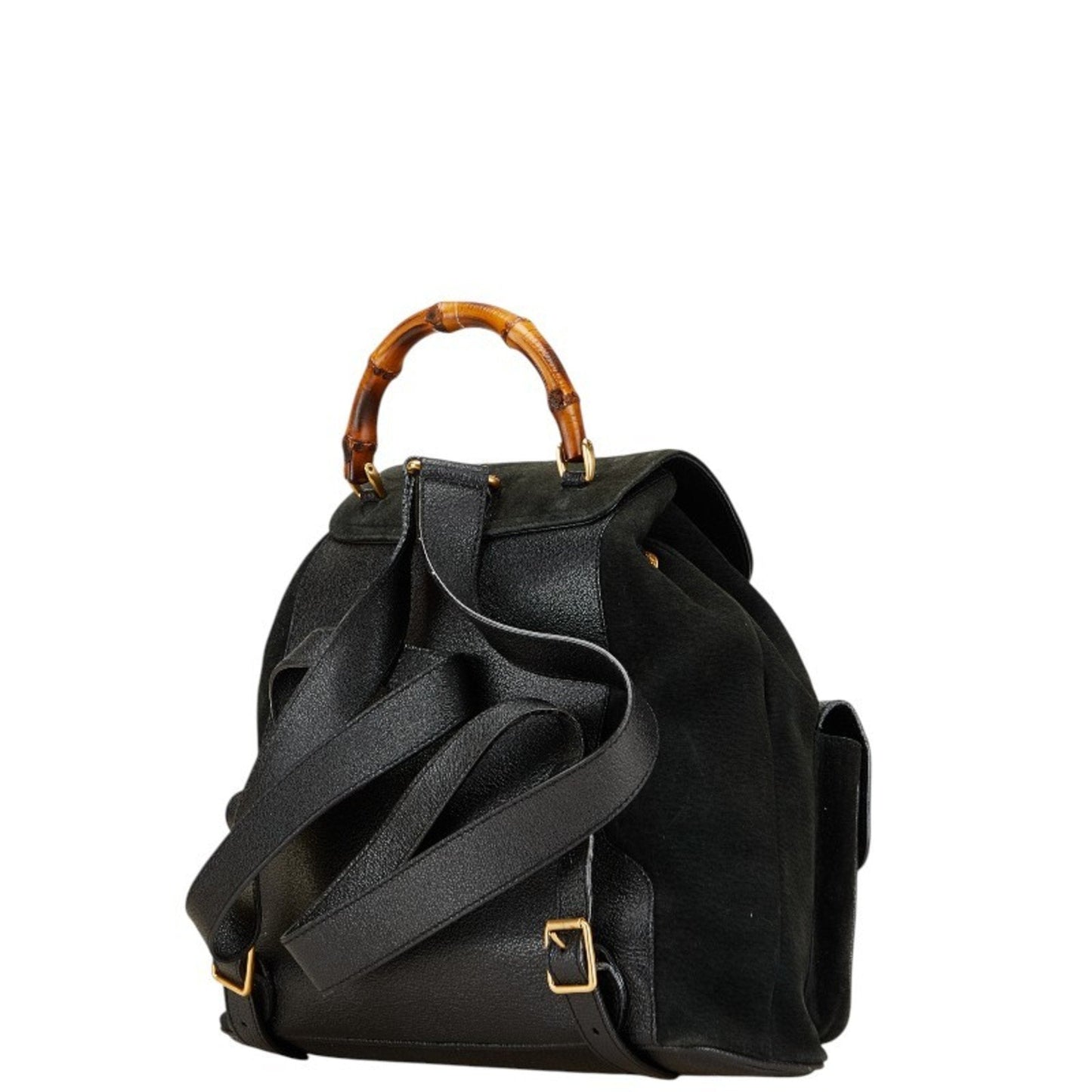 Gucci Bamboo Black Suede Leather Backpack
