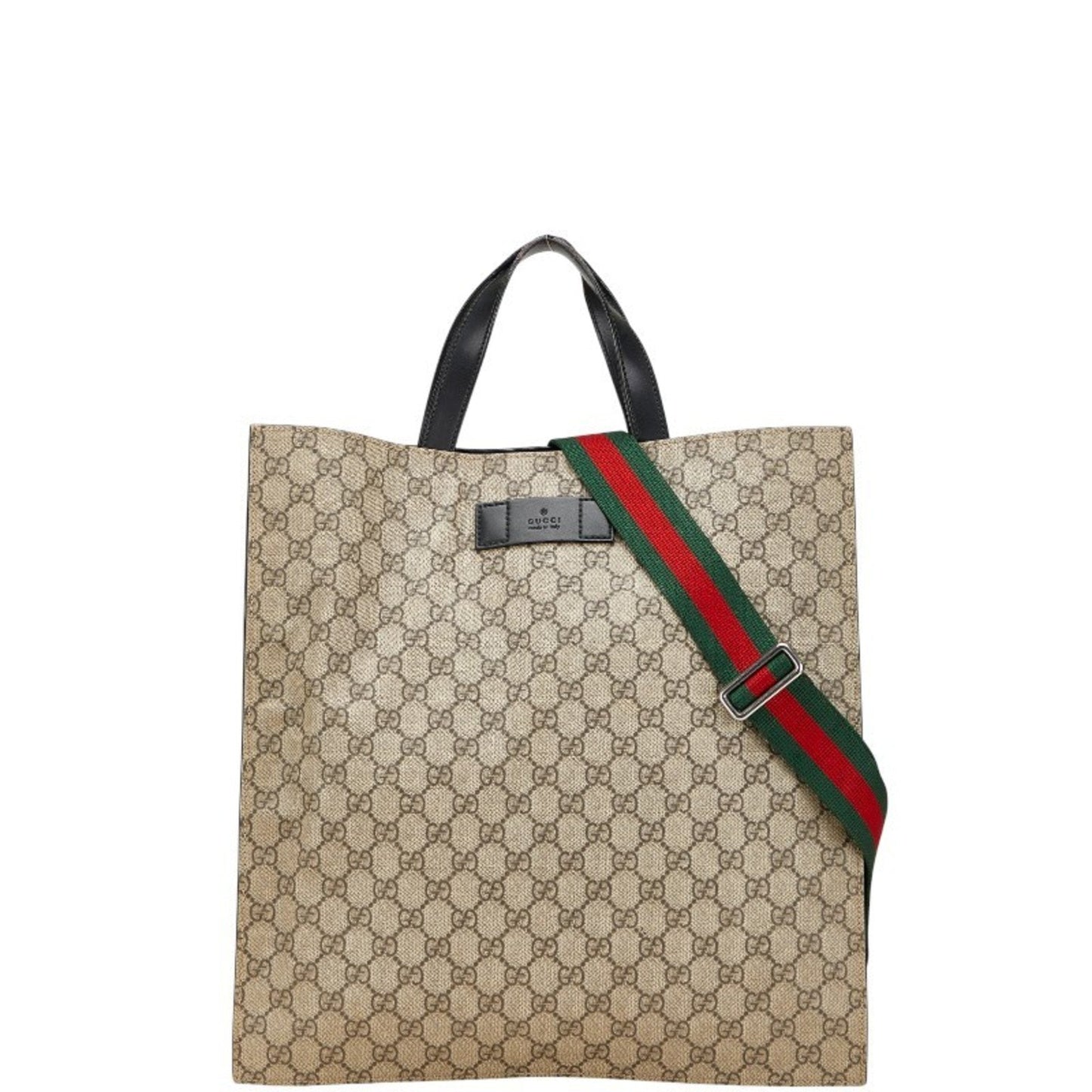 Gucci Beige Black Pvc Leather Shoulder Bag Tote Bag