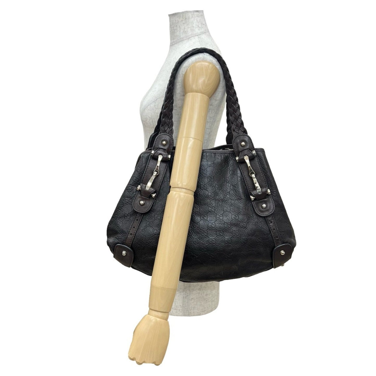 Gucci Brown Leather Handbag Shoulder Bag Tote Bag