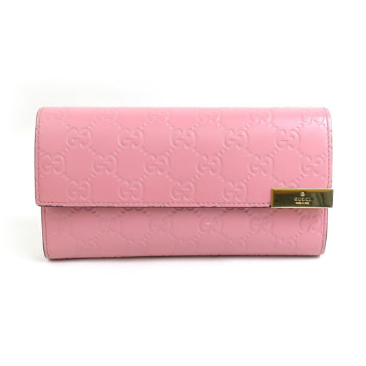 Gucci Pink Leather Long Wallet (Bi-Fold)