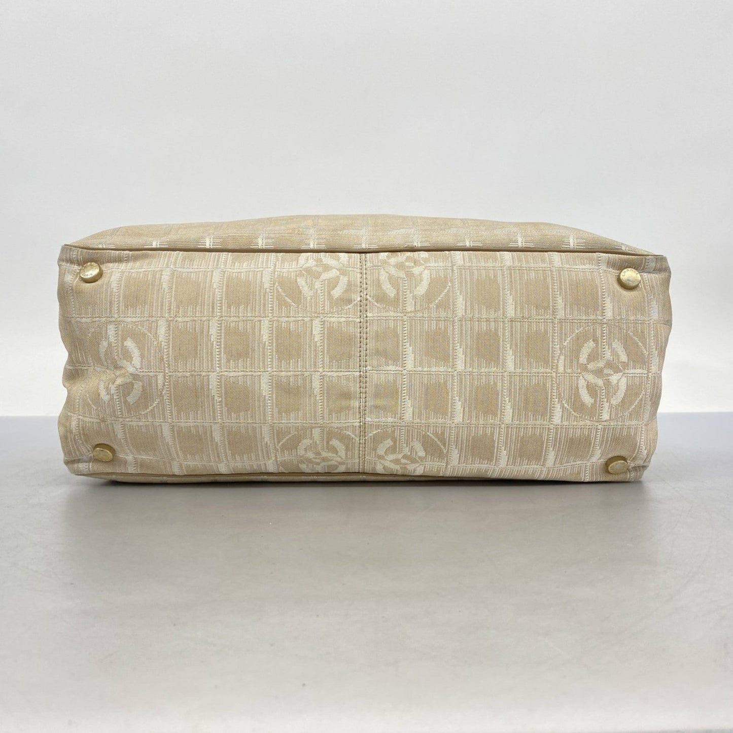 Chanel Beige Silver Nylon Tote Bag