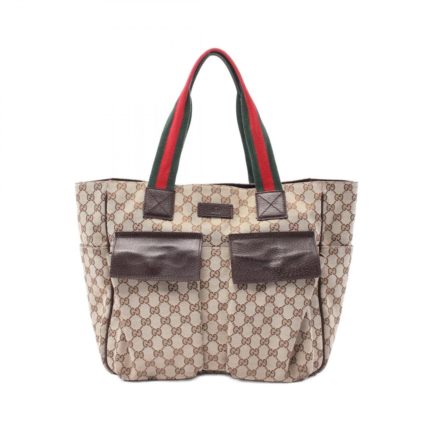 Gucci Beige Brown Canvas Leather Tote Bag