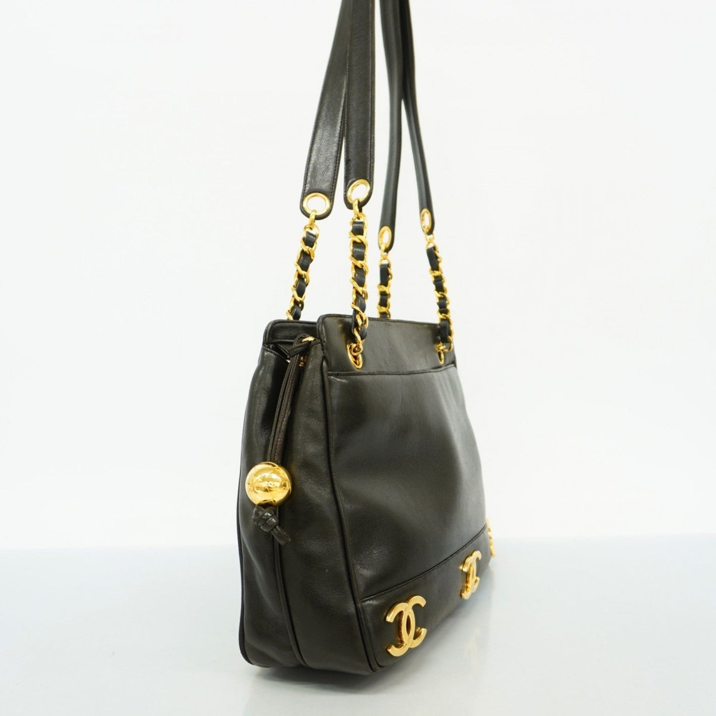 Chanel Black Leather Tote Bag