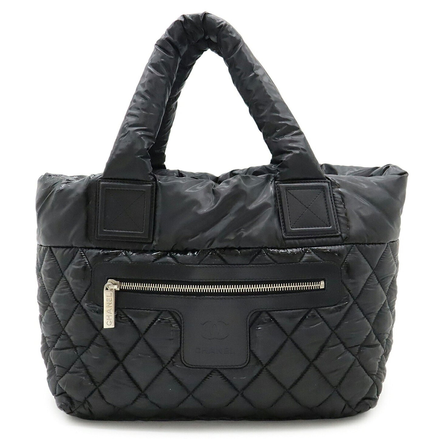 Chanel Black Nylon Leather Handbag Tote Bag