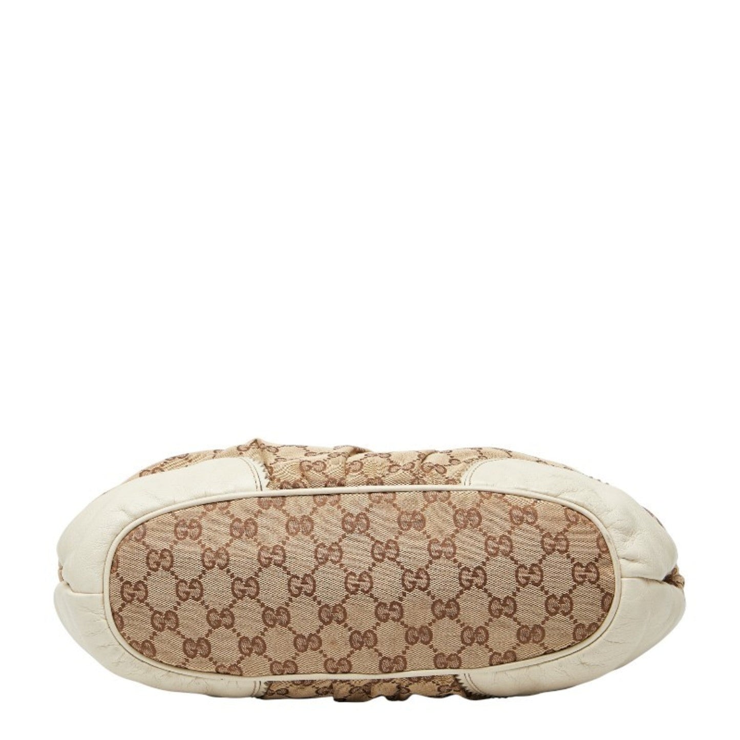 Gucci Beige White Gg Canvas Leather Handbag Tote Bag