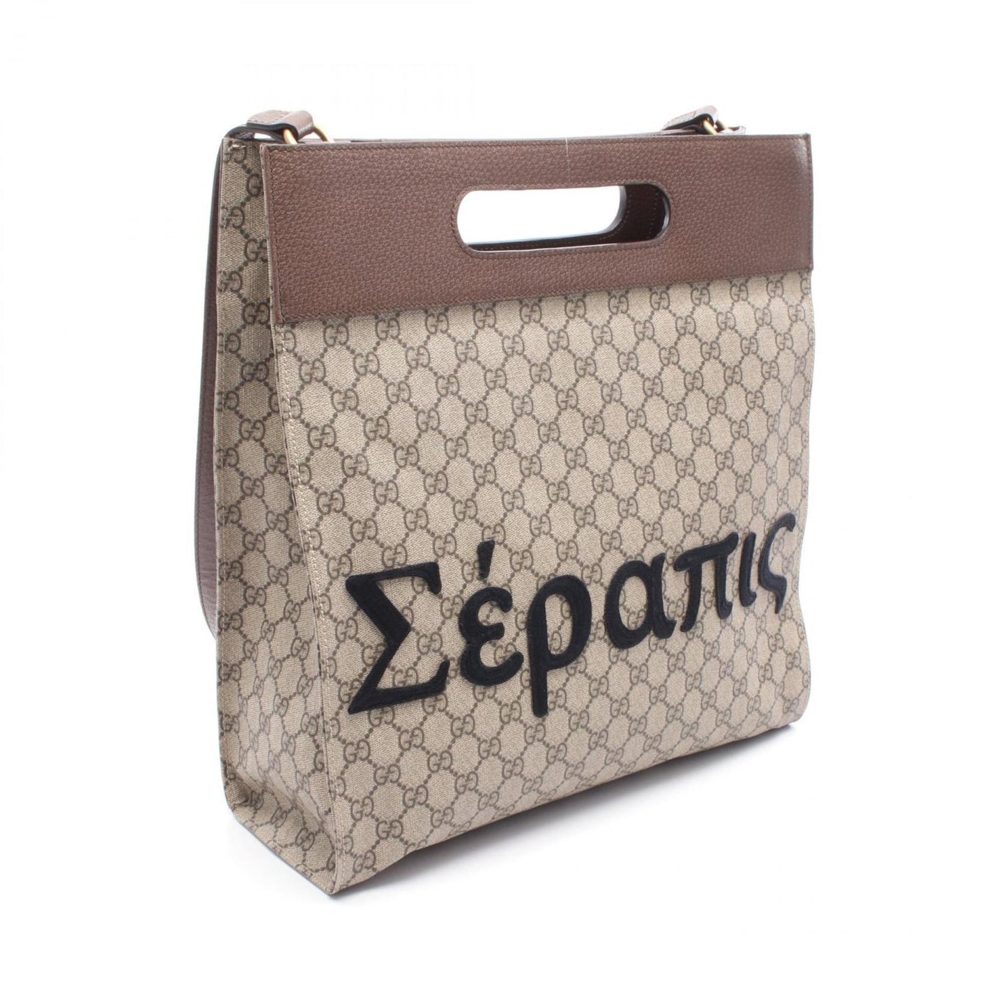 Gucci Beige Brown Gg Supreme Coated Canvas Leather Tote Bag