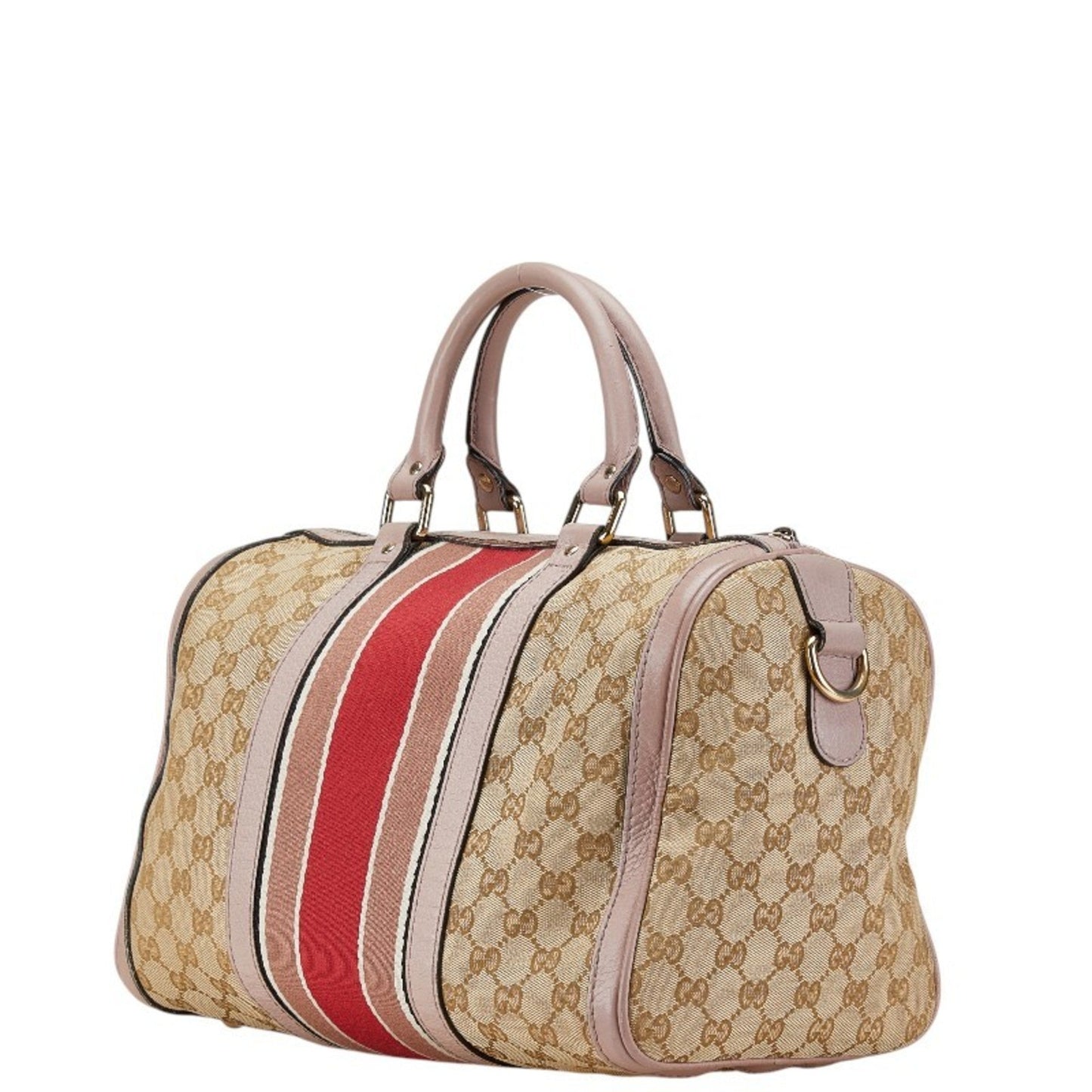 Gucci Beige Pink Canvas Leather Handbag Shoulder Bag