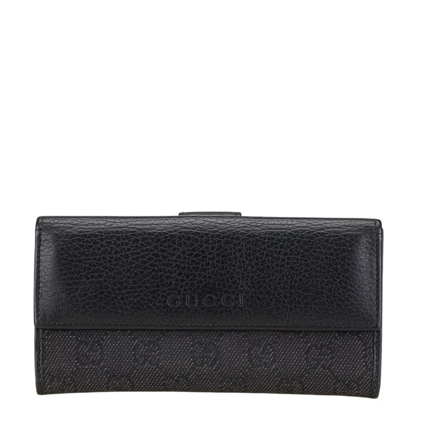 Gucci Black Canvas Leather Long Wallet (Bi-Fold)