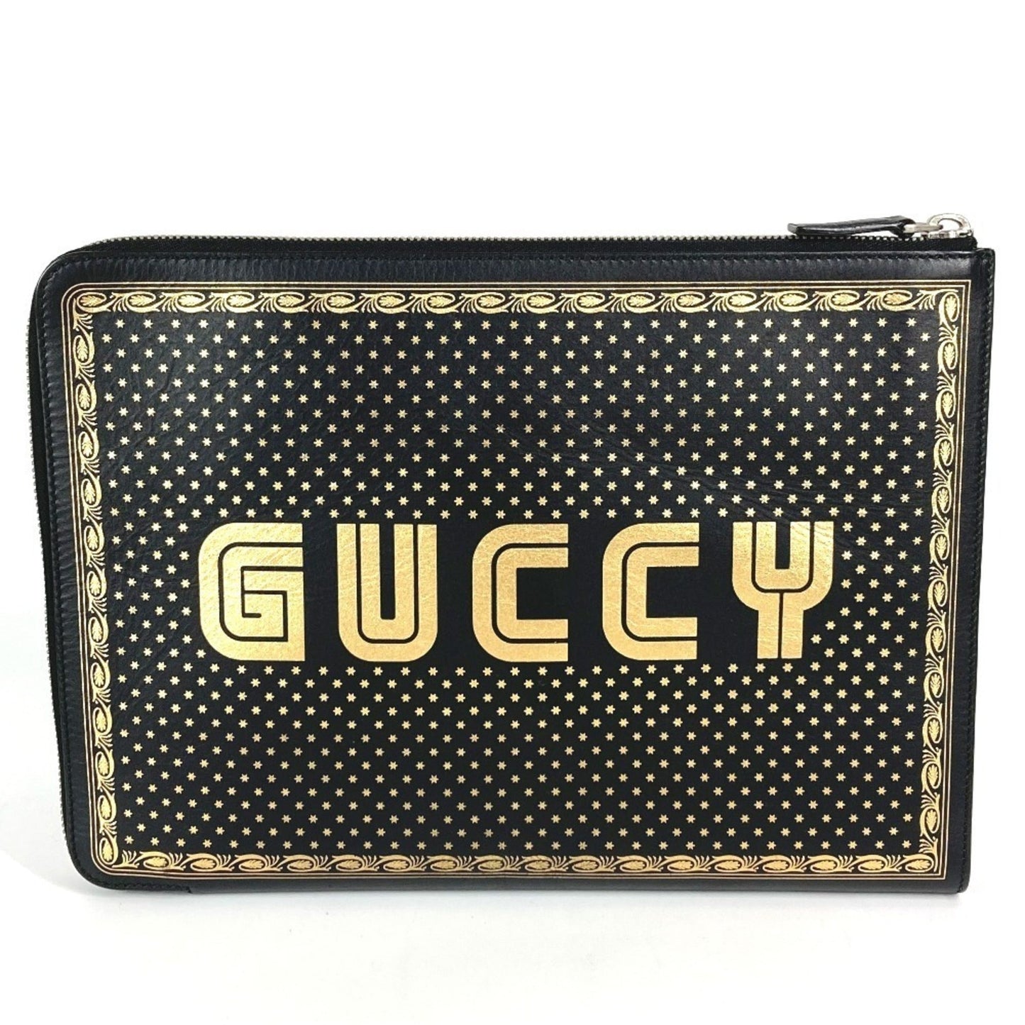 Gucci Black Leather Clutch Bag Pouch