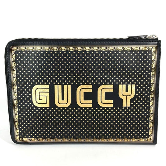 Gucci Black Leather Clutch Bag Pouch