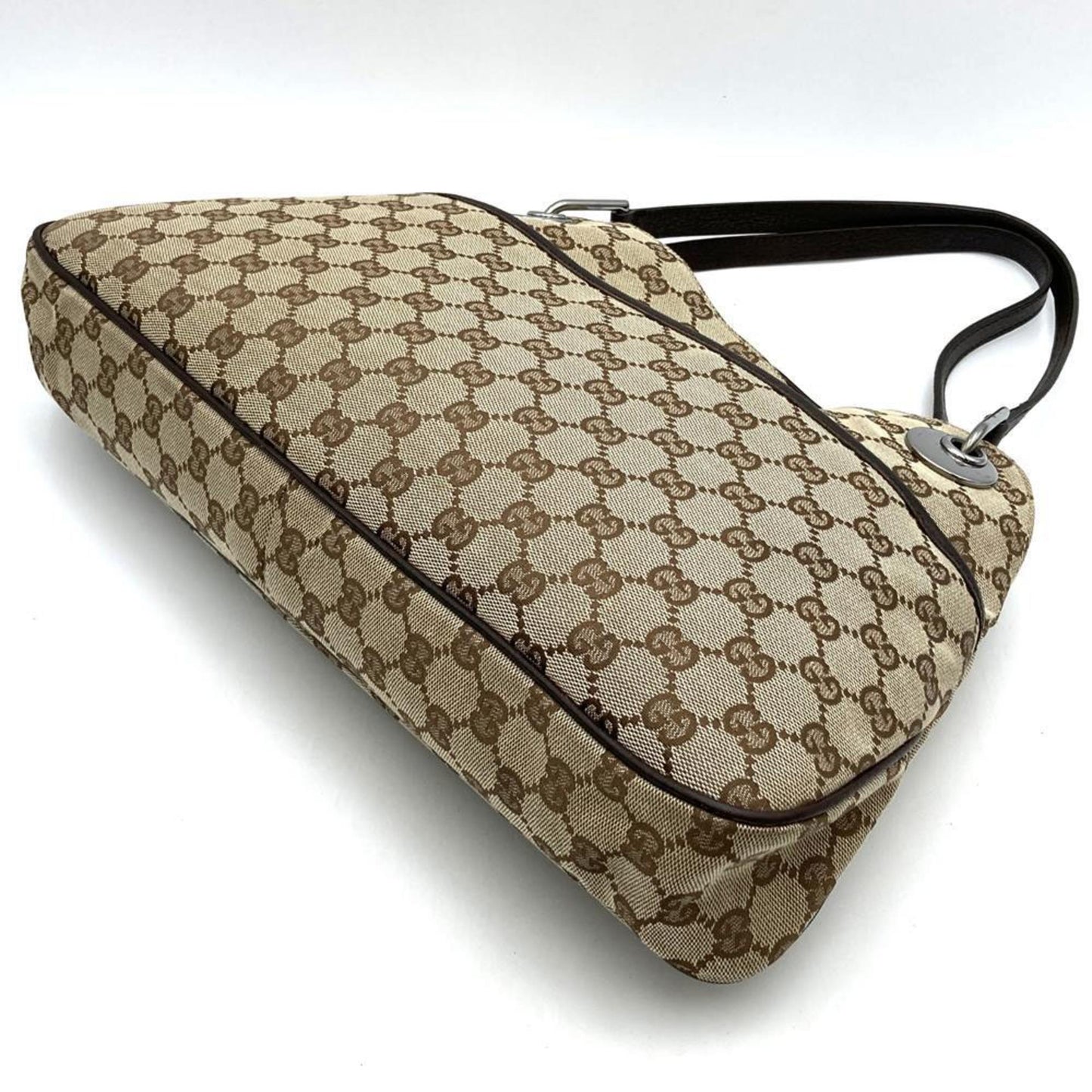 Gucci Gg Canvas Beige Gg Canvas Leather Shoulder Bag Tote Bag