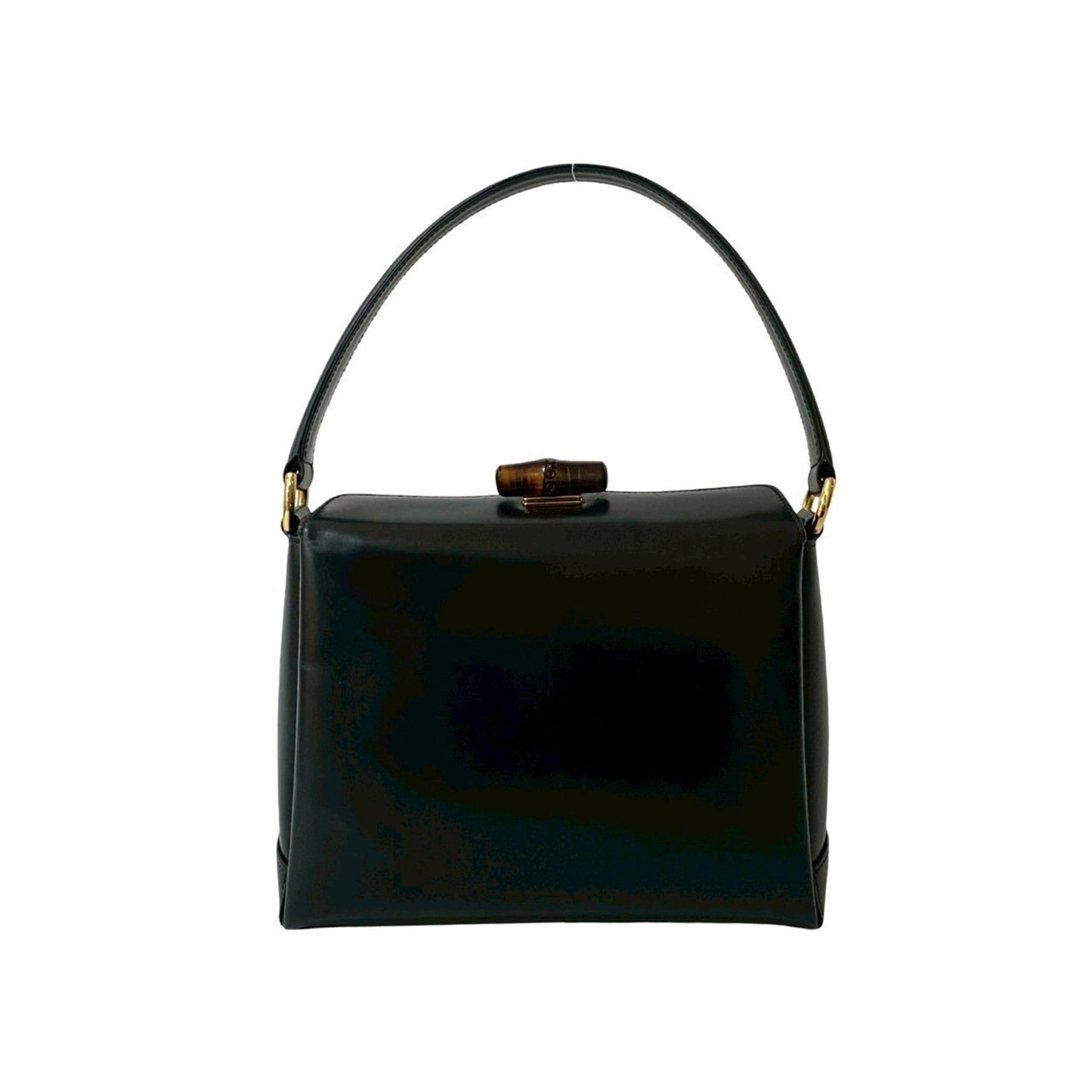 Gucci Black Leather Bamboo Handbag
