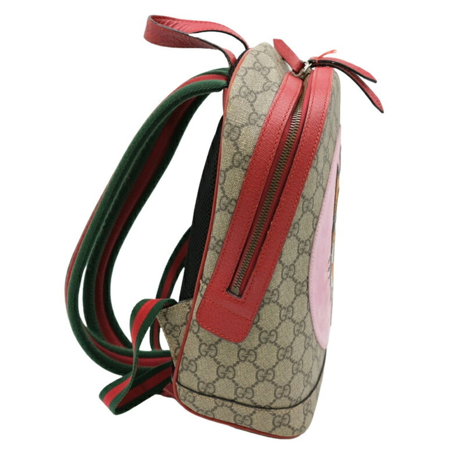 Gucci Beige Pink Red Color Gg Supreme Leather Backpack