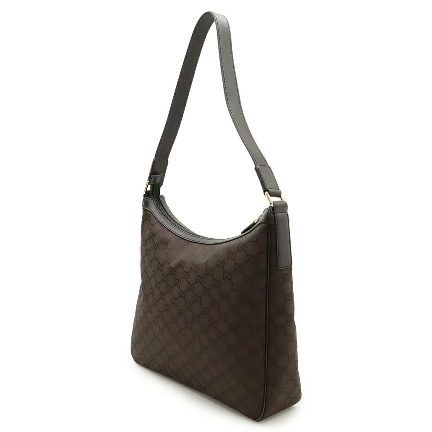Gucci Dark Brown Nylon Leather Shoulder Bag