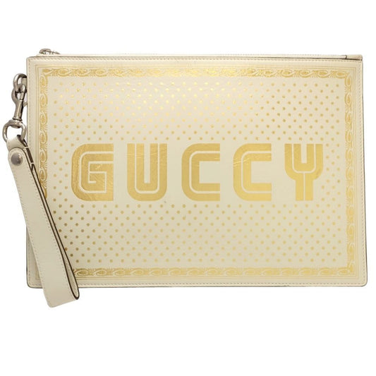 Gucci Ivory Leather Clutch Bag