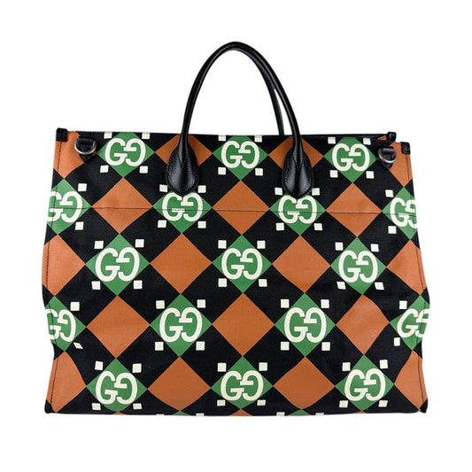 Gucci Multi-Color Coated Canvas Leather Handbag Shoulder Bag