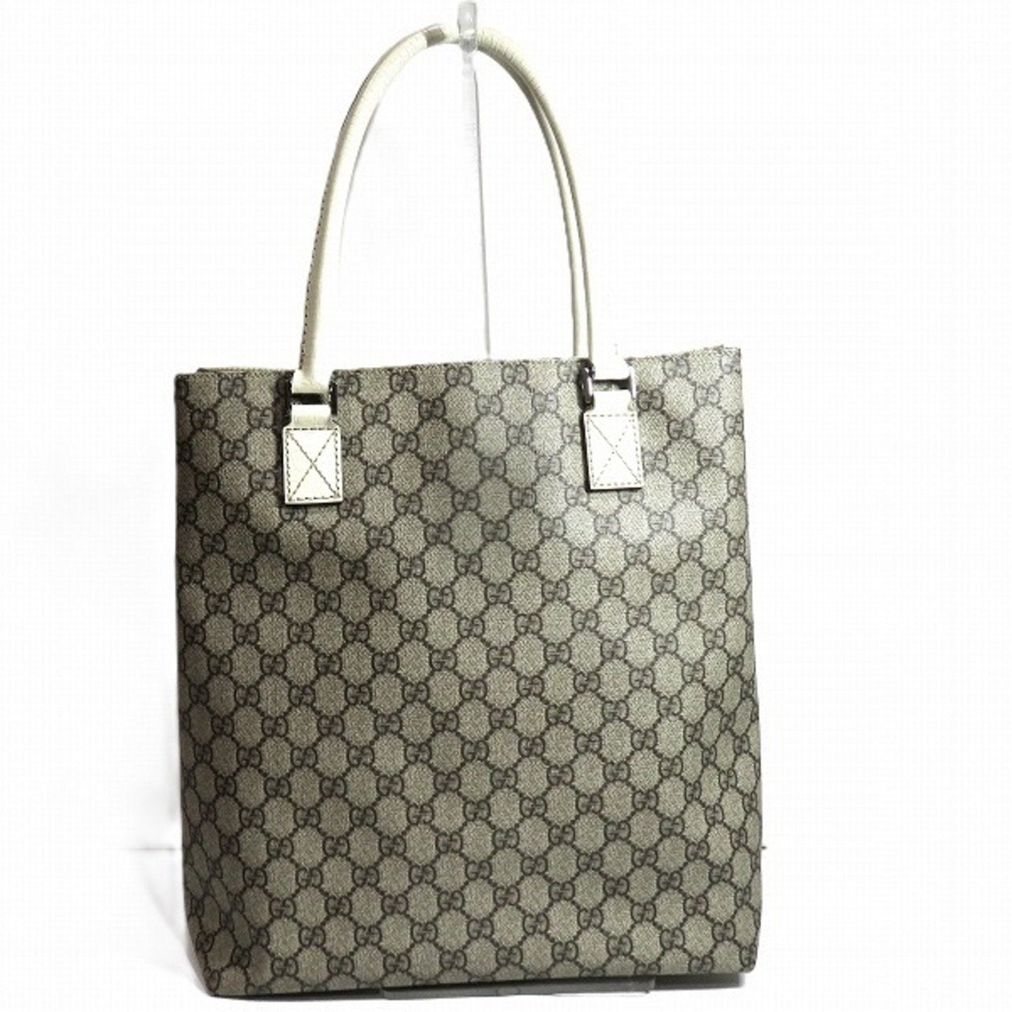 Gucci Beige White Gg Supreme Leather Tote Bag