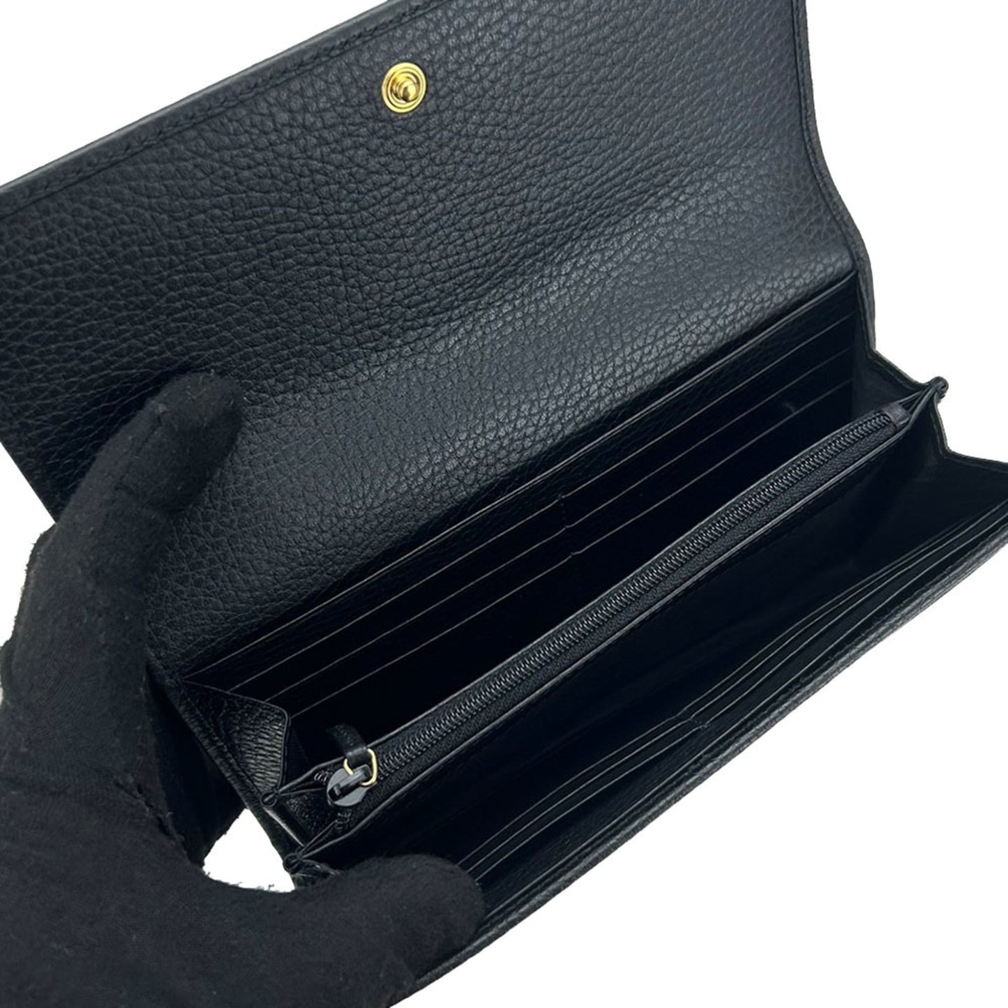 Gucci Black Leather Long Wallet (Bi-Fold)