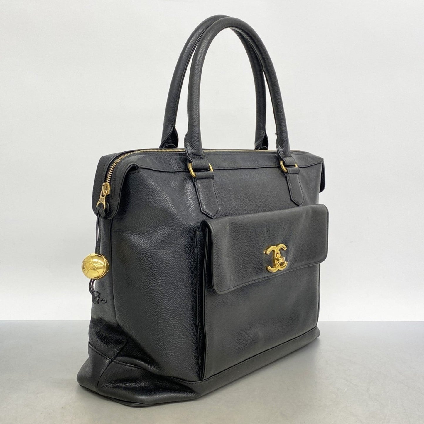 Chanel Black Grained Calfskin Tote Bag