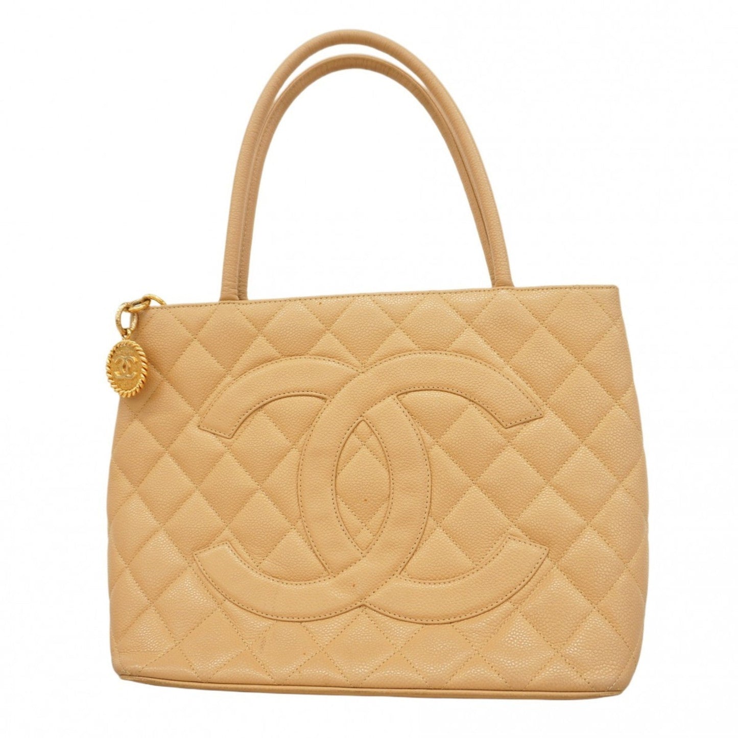 Chanel Beige Grained Calfskin Tote Bag