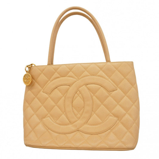 Chanel Beige Grained Calfskin Tote Bag