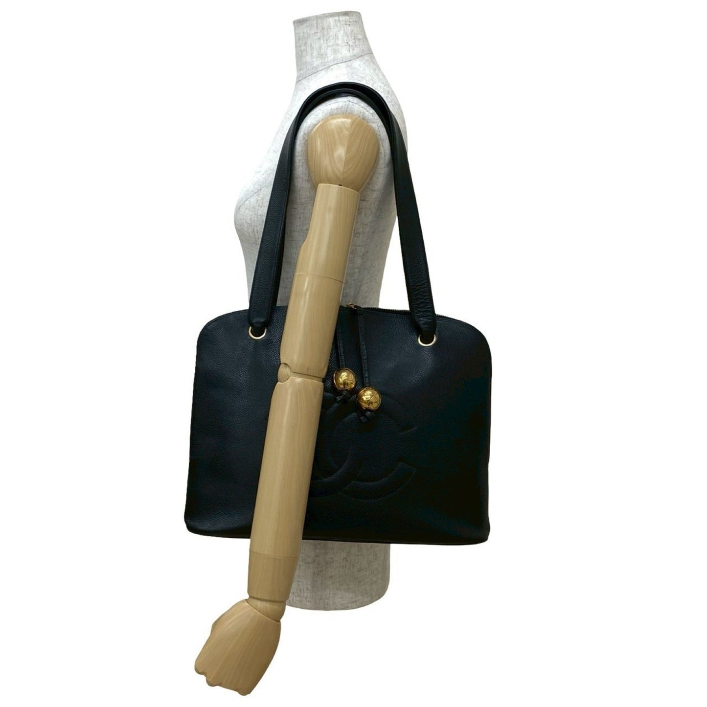 Chanel Black Grained Calfskin Shoulder Bag Tote Bag